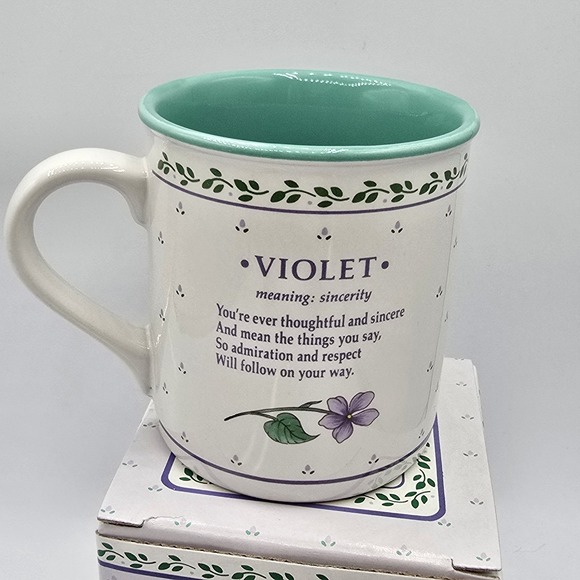 Vintage PAPEL FREELANCE Flower of the Month February Violet Coffee Mug - Picture 4 of 10